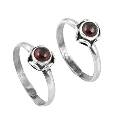 925 Silver Garnet Toe Rings for Women | Adjustable Jewelry