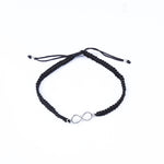 将图像加载到图库查看器中， Black Cord Infinity Bracelet with Silver Charm | Adjustable
