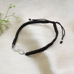将图像加载到图库查看器中， Black Cord Infinity Bracelet with Silver Charm | Adjustable
