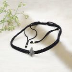 将图像加载到图库查看器中， 925 Sterling Silver Adjustable Leaf Bracelet with Black Cord
