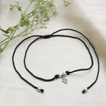 将图像加载到图库查看器中， 925 Silver Floral Charm Anklet on Black Cord | Handcrafted Boho Jewelry
