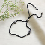 将图像加载到图库查看器中， Black Cord Adjustable Bracelet with Oxidized Silver Beads
