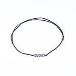 将图像加载到图库查看器中， Black Cord Anklet with Three Floral Sterling Silver Charms
