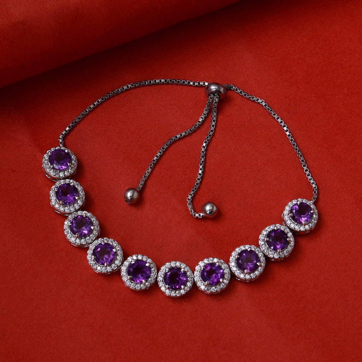 925 silver amethyst bracelet for women | adjustable jewelry