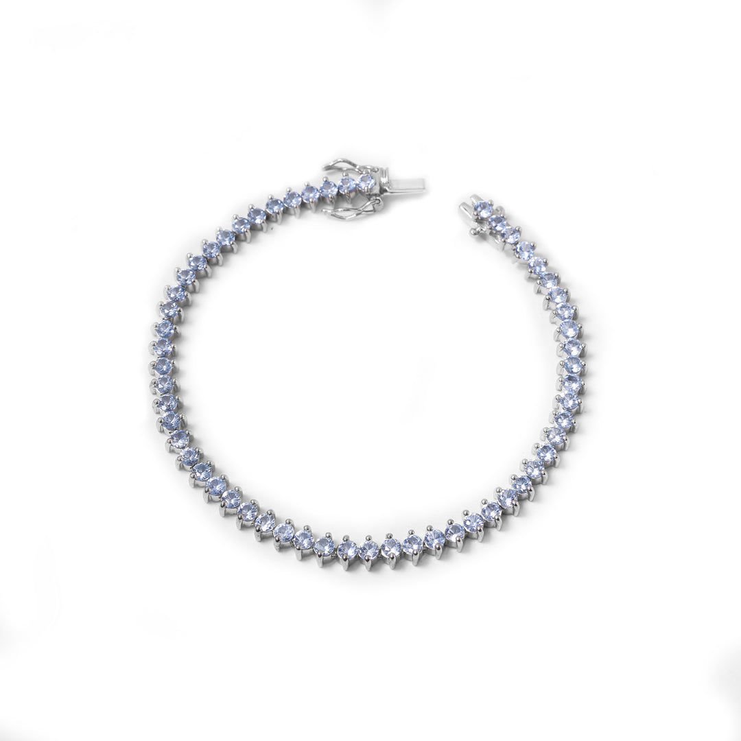 Pulsera de tenis de tanzanita de plata para mujer | Regalo para ella