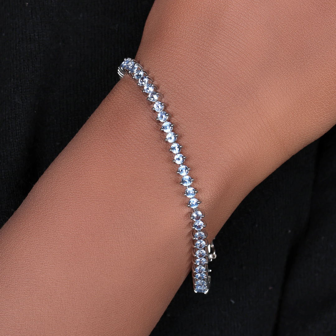Pulsera de tenis de tanzanita de plata para mujer | Regalo para ella