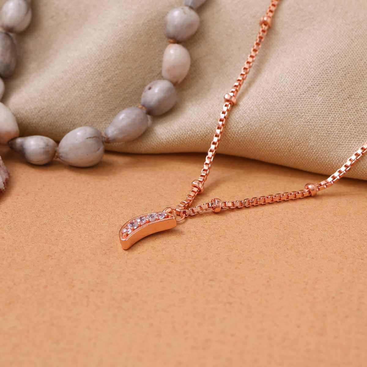 Tobillera luna de oro rosa con circonita cúbica | regalo de joyería para mujer