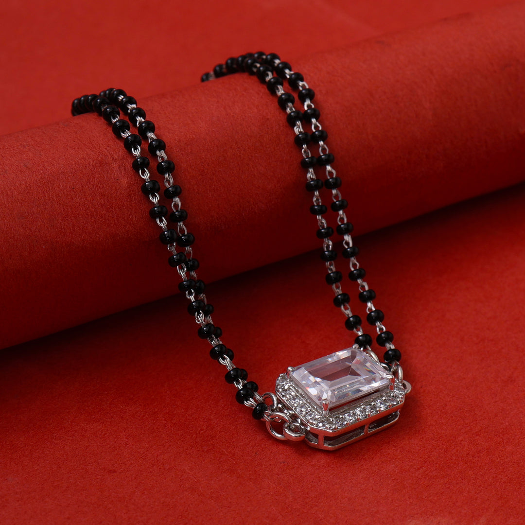 925 Silver Black Bead Bracelet with Cubic Zirconia | Women's Gift