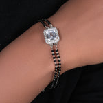 Load image into Gallery viewer, 925 Silver Black Bead Bracelet with Cubic Zirconia | Women&#39;s Gift
