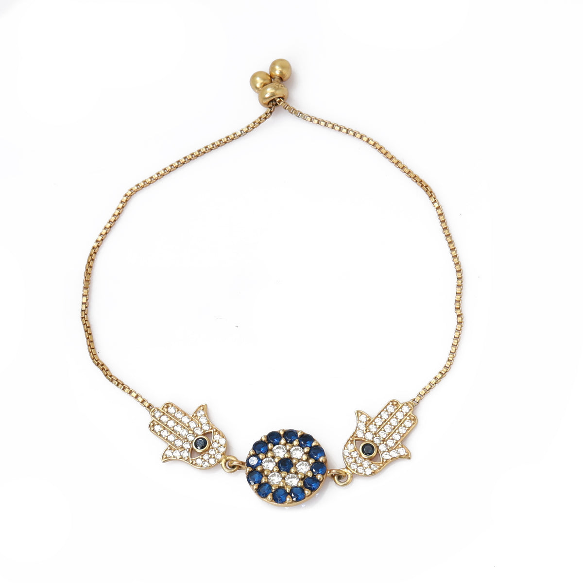 Pulsera de mano de fátima y ojo turco de oro para mujer | joyería de protección