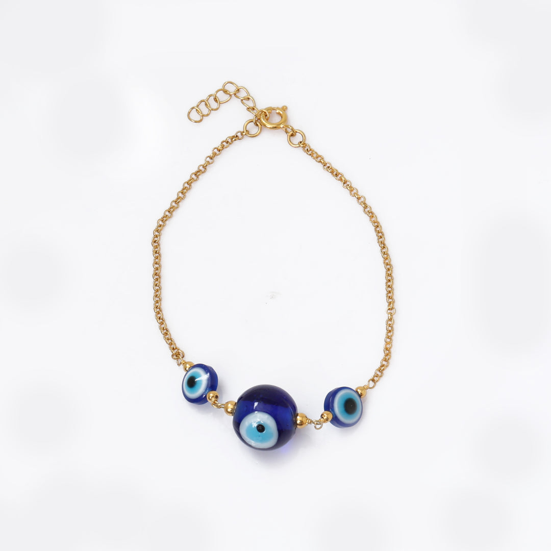 Pulsera de cuentas de ojo malvado de oro | Joyería de protección para mujeres