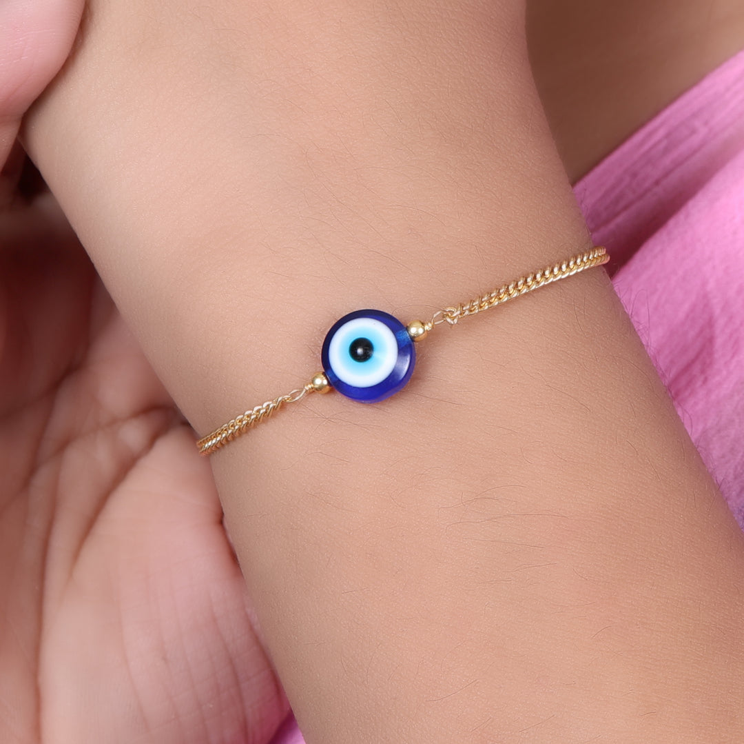 Pulsera de cadena de oro con ojo malvado para mujer | Joyería de protección