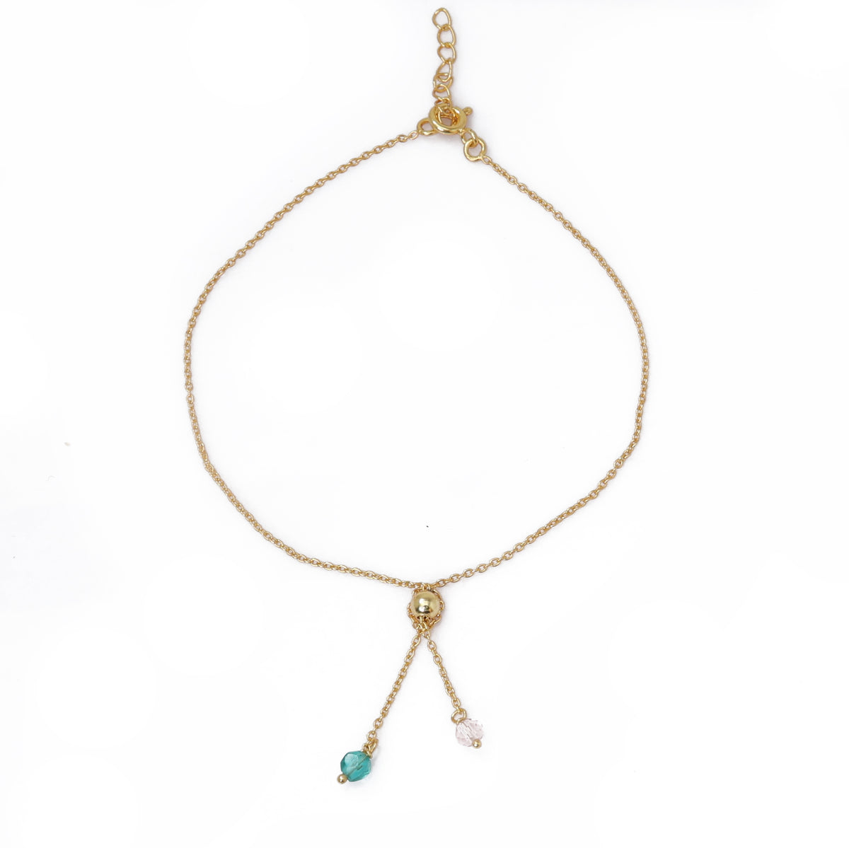 Pulsera de cadena ajustable de oro con piedras preciosas | joyería para mujer