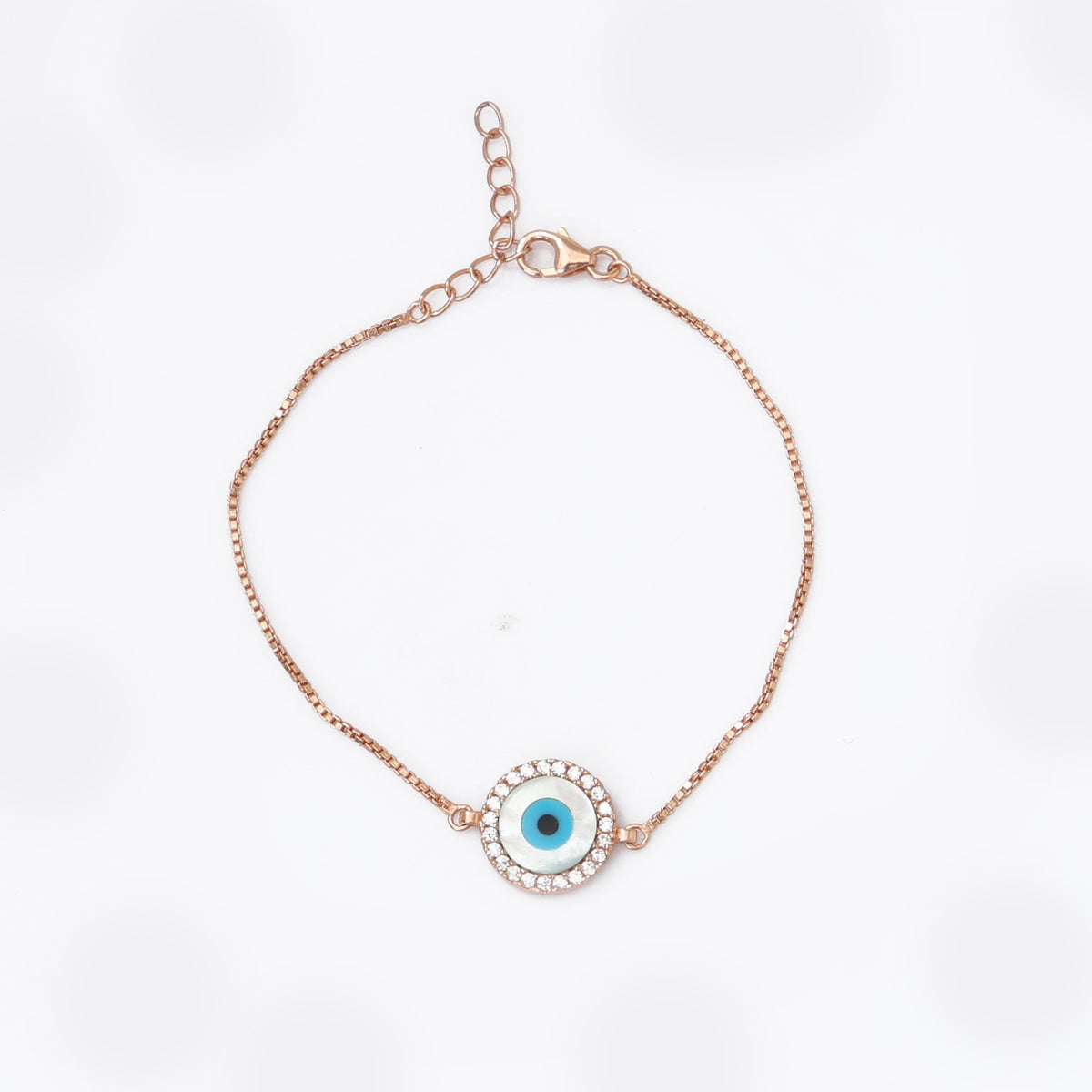 Pulsera de oro rosa con ojo malvado para mujer | joyería de protección