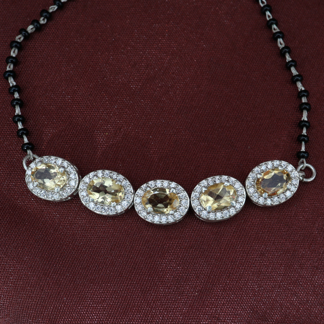 Pulsera de cuentas de citrino de plata para mujer | Joyería de regalo