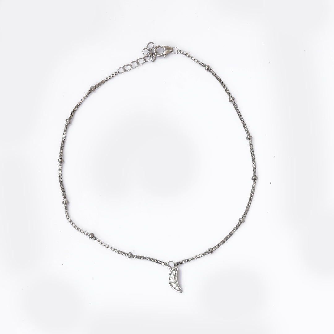 925 Silver Moon Anklet for Women | Dainty Foot Jewelry