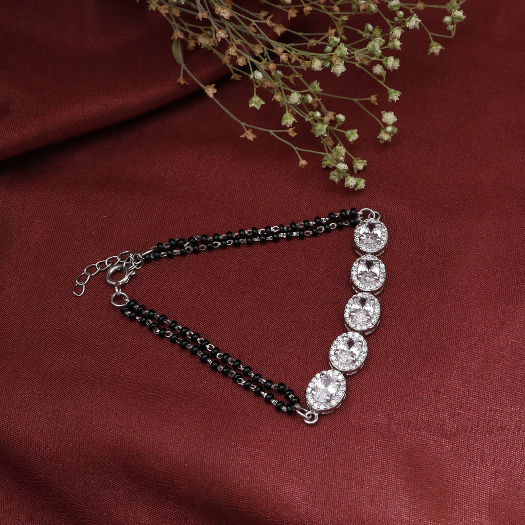 Pulsera de plata 925 con cuentas de piedra lunar para mujer | Uso diario