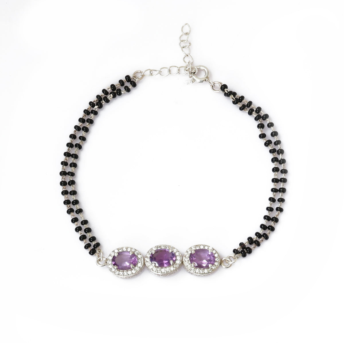 Pulsera de cuentas de amatista en plata 925 para mujer | joyería de regalo