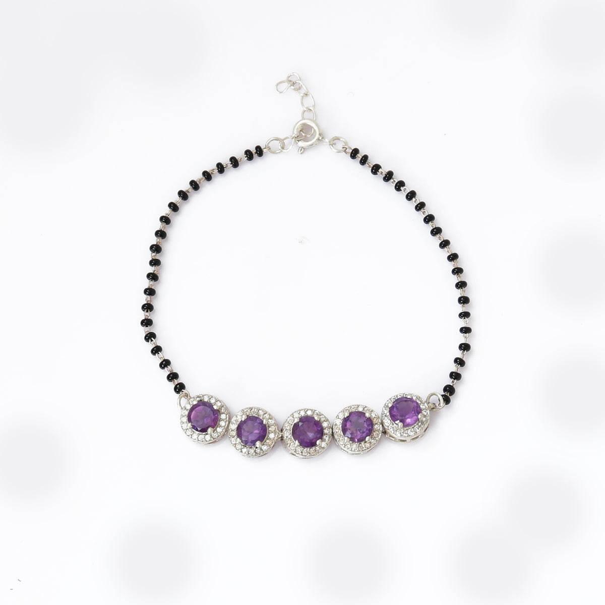 Pulsera de cuentas de amatista para mujer | joyería de plata de ley