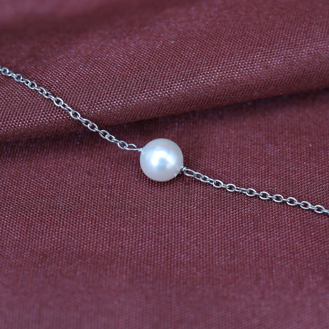 Silver Pearl Anklet for Women | Delicate Foot Jewelry Gift