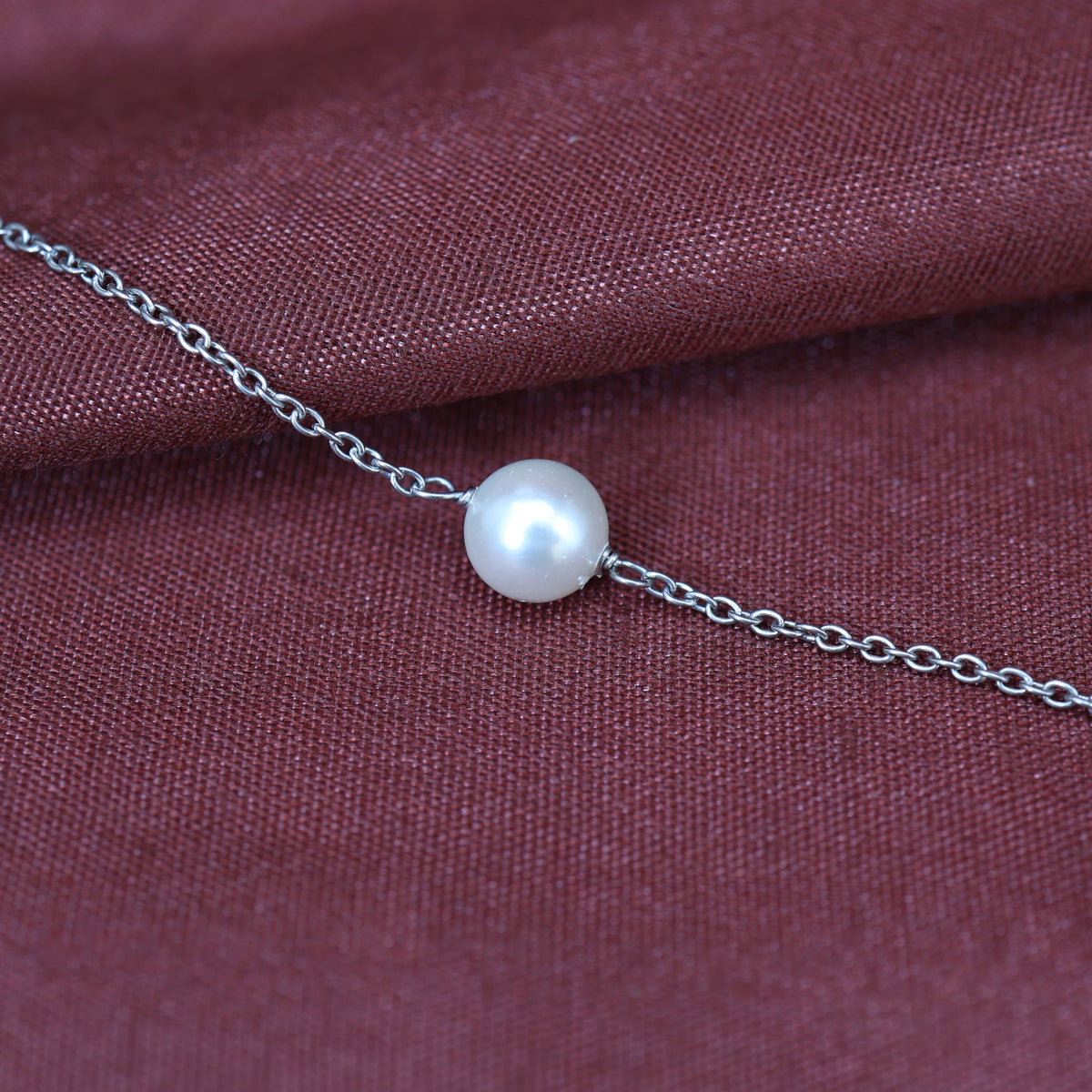 Silver pearl anklet for women | delicate foot jewelry gift