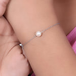 Load image into Gallery viewer, Silver Pearl Anklet for Women | Delicate Foot Jewelry Gift
