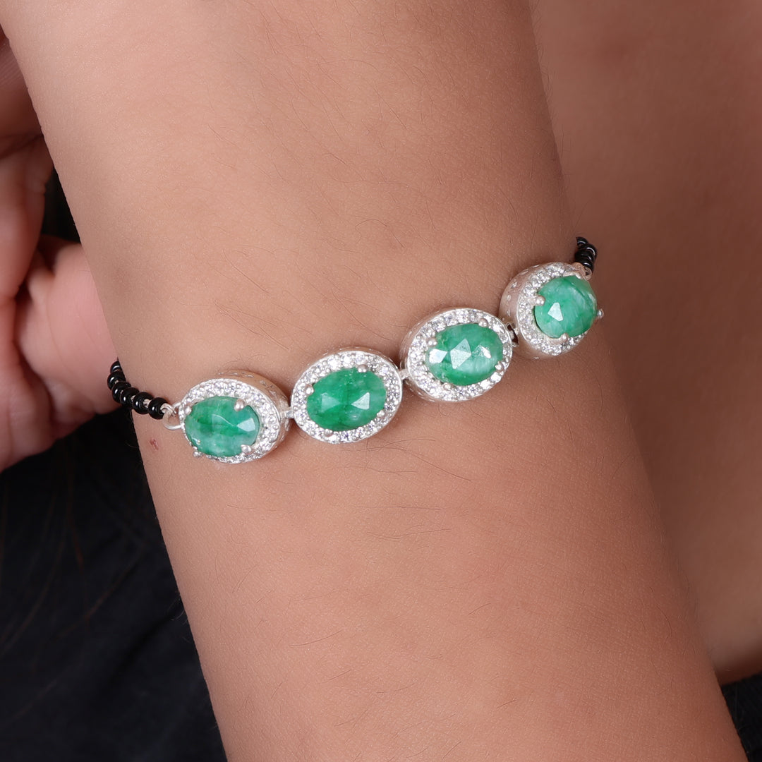 Pulsera de esmeralda de plata 925 para mujer | Joyería con piedras preciosas