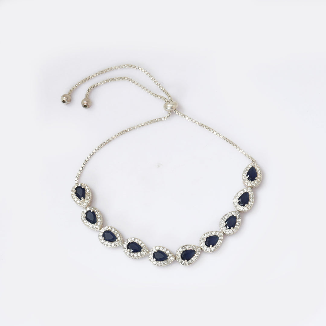 Silver Blue Sapphire Teardrop Bracelet for Women | Gift