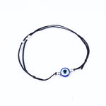 将图像加载到图库查看器中， Adjustable Black Cord Evil Eye Bracelet with Silver Beads for Protection
