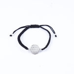 将图像加载到图库查看器中， Adjustable Black Cord Bracelet with Sterling Silver Flower of Life Charm
