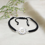 将图像加载到图库查看器中， Black Cord Sun Charm Adjustable Bracelet | Daily Wear Jewelry

