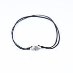 将图像加载到图库查看器中， Adjustable Black Cord Anklet with Silver Rose Charm for Women
