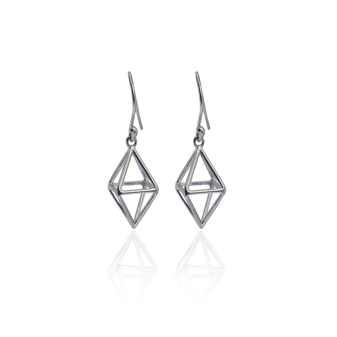 Geometric Silver Dangle Earrings | Minimalist Jewelry for Women