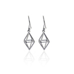 Load image into Gallery viewer, Geometric Silver Dangle Earrings | Minimalist Jewelry for Women
