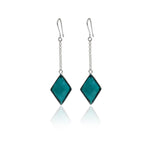 Load image into Gallery viewer, Silver Teal Diamond Drop Earrings for Women | Gemstone Jewelry
