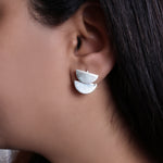 Load image into Gallery viewer, Silver Geometric Drop Earrings for Women | Modern Jewelry
