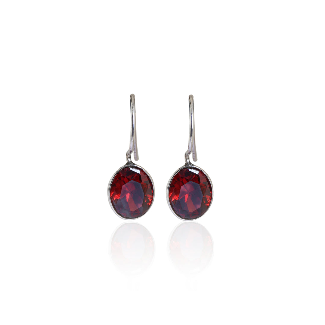 925 Silver Garnet Earrings for Women | Red Gemstone Dangle