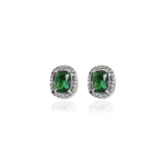 Load image into Gallery viewer, Emerald Stud Earrings for Women | 925 Silver Cubic Zirconia

