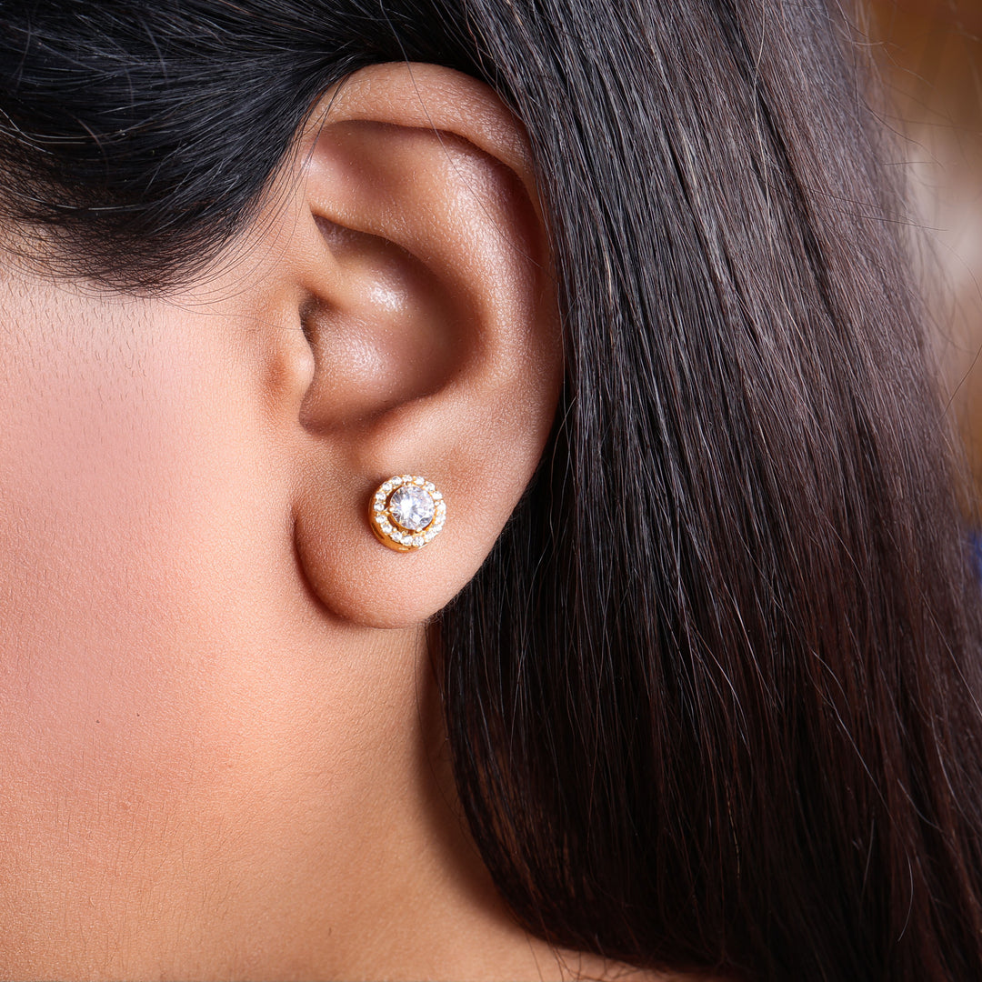 Gold Stud Earrings with Cubic Zirconia | Women's Jewelry Gift