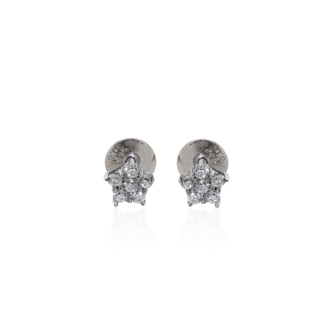 925 Silver Cubic Zirconia Flower Stud Earrings for Women