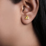 Load image into Gallery viewer, Yellow Trillion Cut Stud Earrings | Gold Plated | Women&#39;s Jewelry

