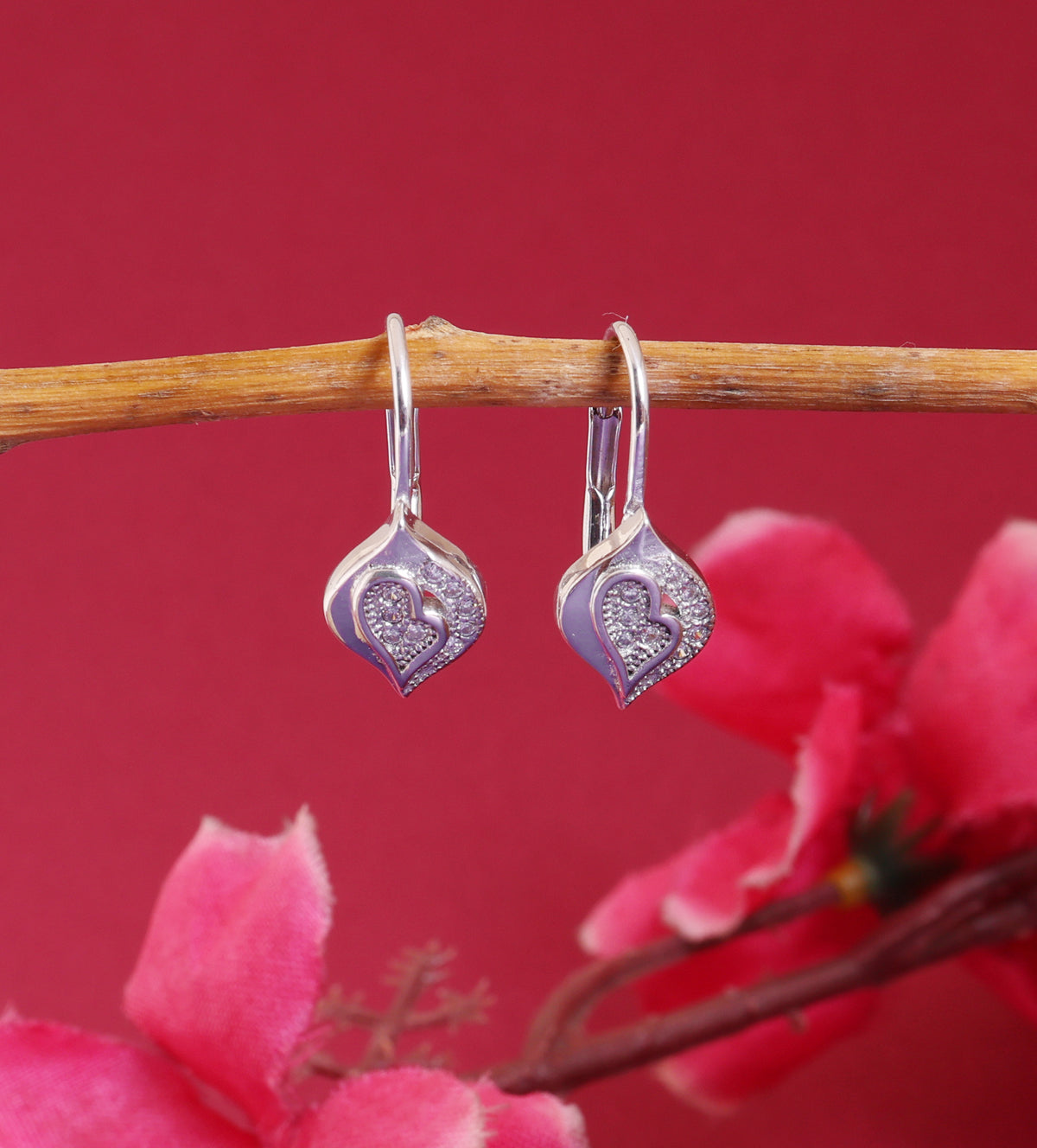 925 silver cubic zirconia heart earrings for women | gift jewelry