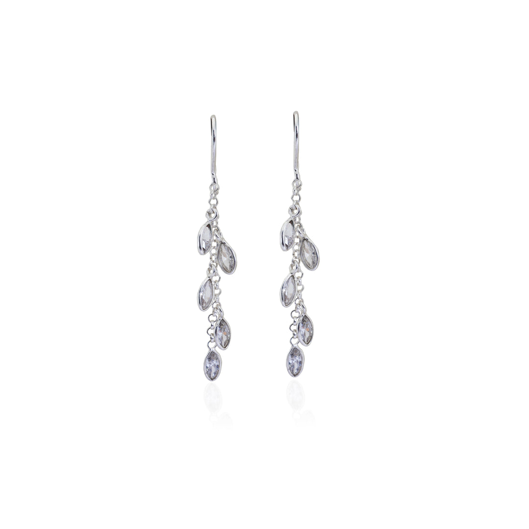 Silver Dangle Earrings with CZ Stones | Women's Elegant Jewelry