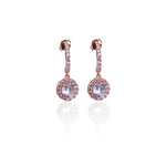 Load image into Gallery viewer, Rose Gold Halo Drop Earrings with Cubic Zirconia | For Women
