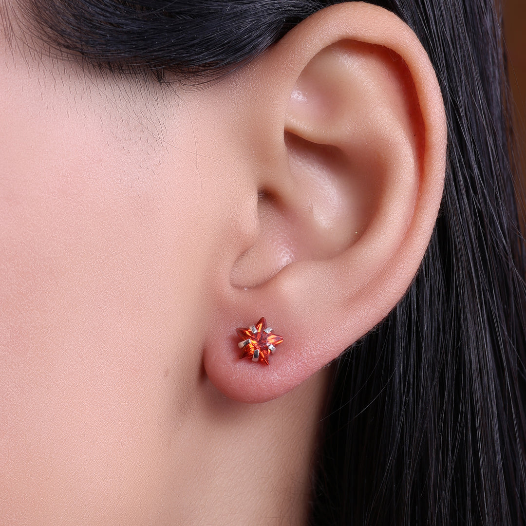 925 Silver Red Gemstone Stud Earrings for Women | Gift Jewelry