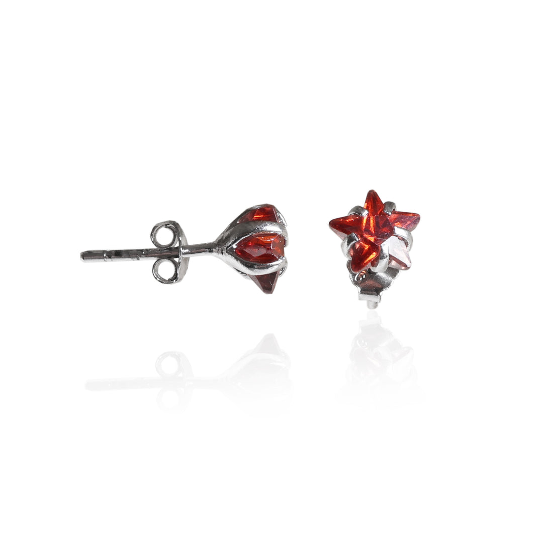 925 Silver Red Gemstone Stud Earrings for Women | Gift Jewelry