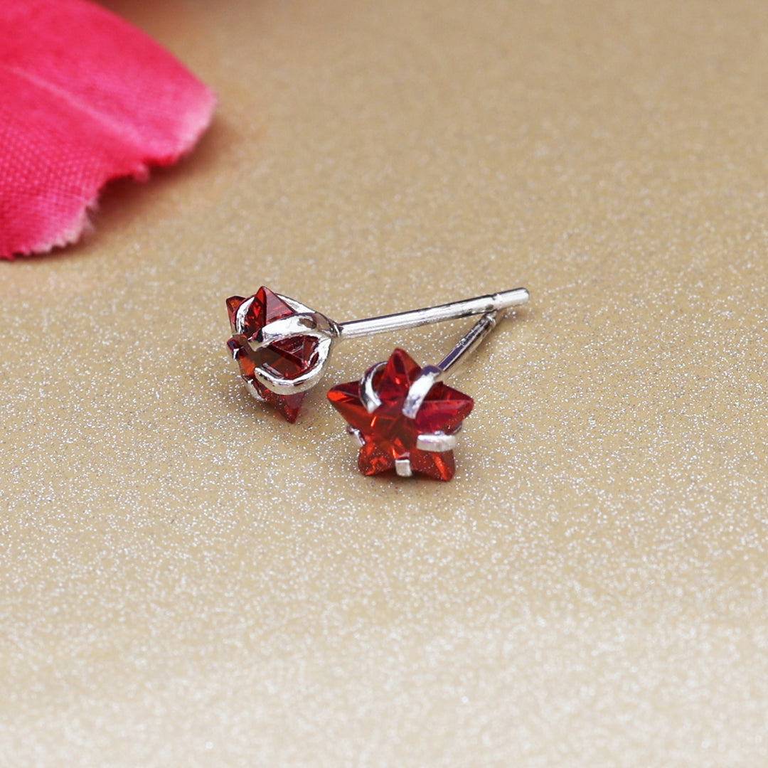 925 Silver Red Gemstone Stud Earrings for Women | Gift Jewelry