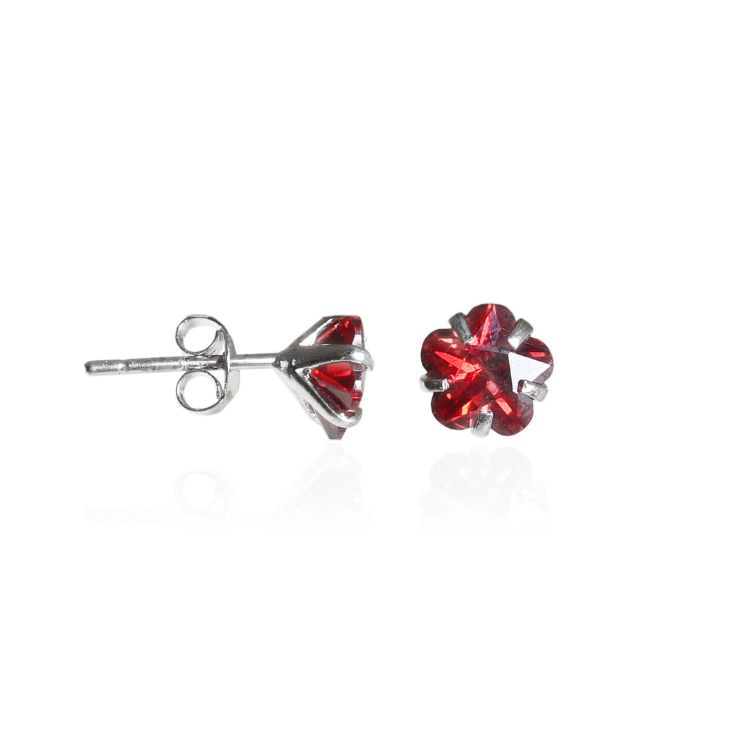 925 Silver Red Gemstone Stud Earrings for Women | Gift Jewelry| High Polish