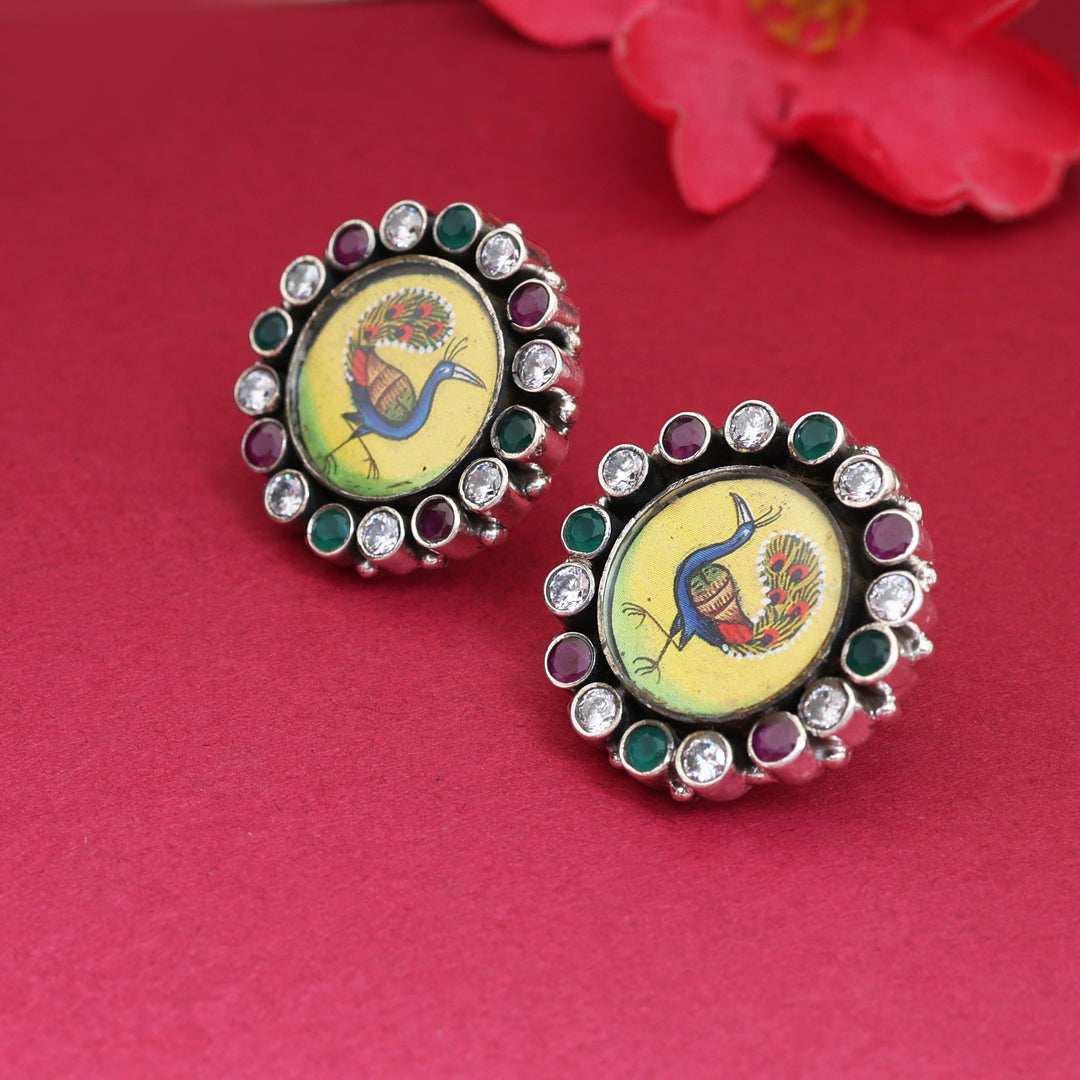 925 Silver Peacock Stud Earrings | Gemstone Jewelry for Women