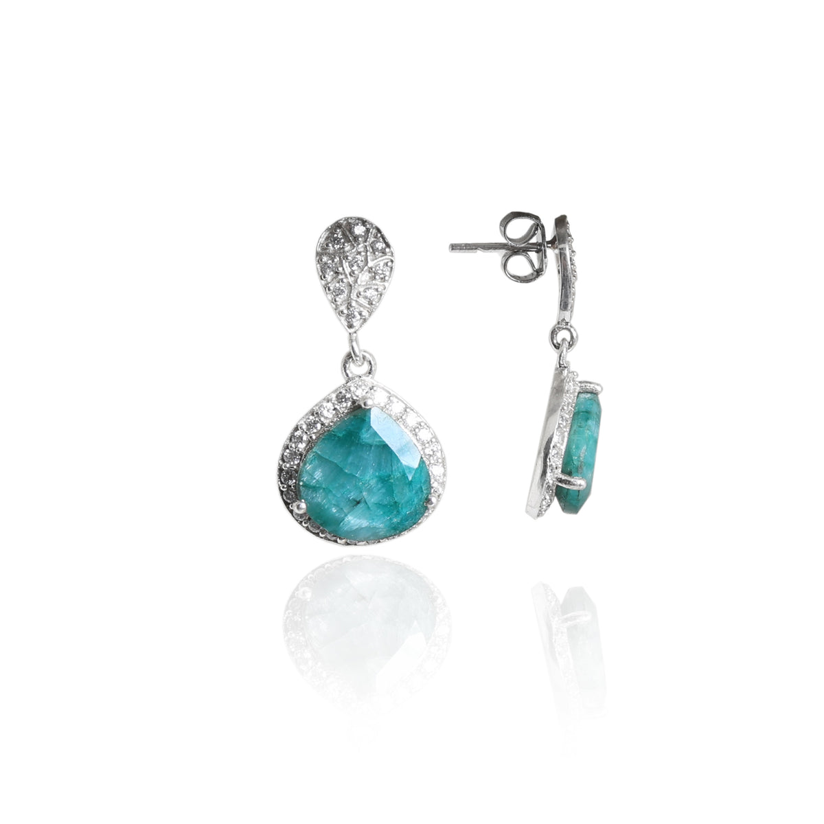 925 silver teardrop emerald earrings | dangle earrings for women